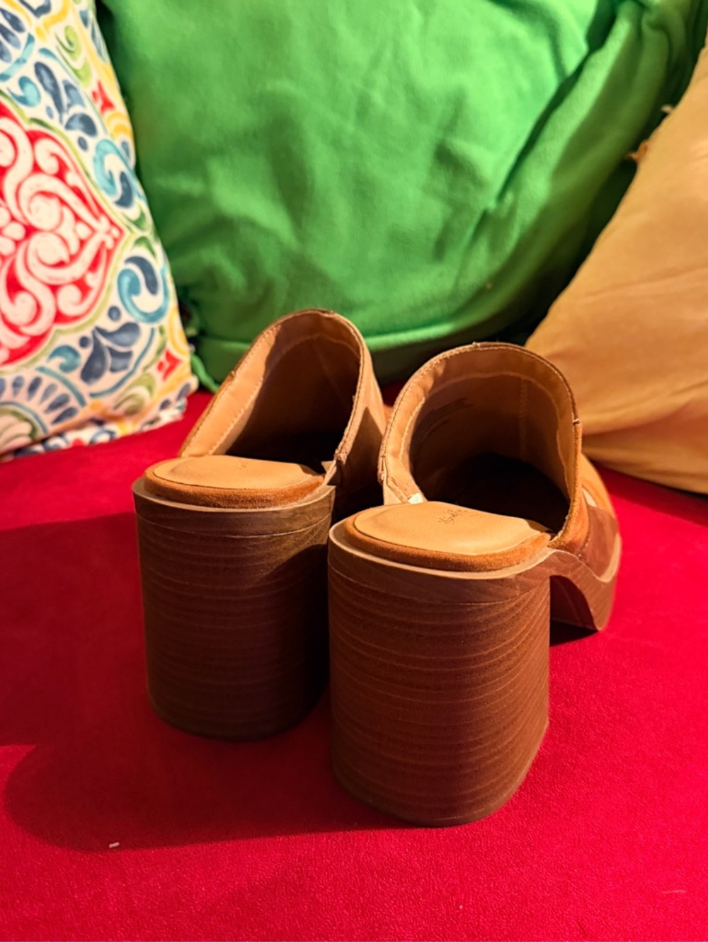 Universal Thread Patchwork Suede Mule Heels in Brown and Tan - Picture 5 of 14
